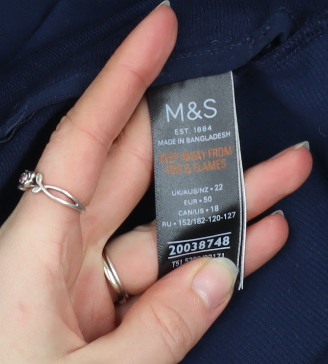 Marks and Spencer Women's Blue Hooded Track Jacket Size 22