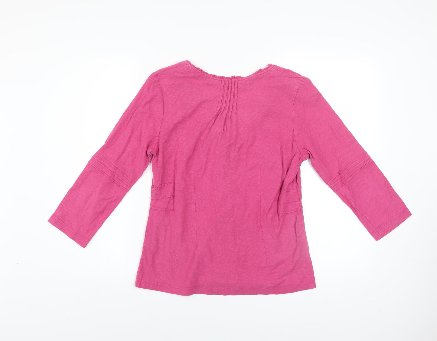Adini Women’s Pink Cotton Button Blouse Size S 3/4 Sleeve Tunic Top