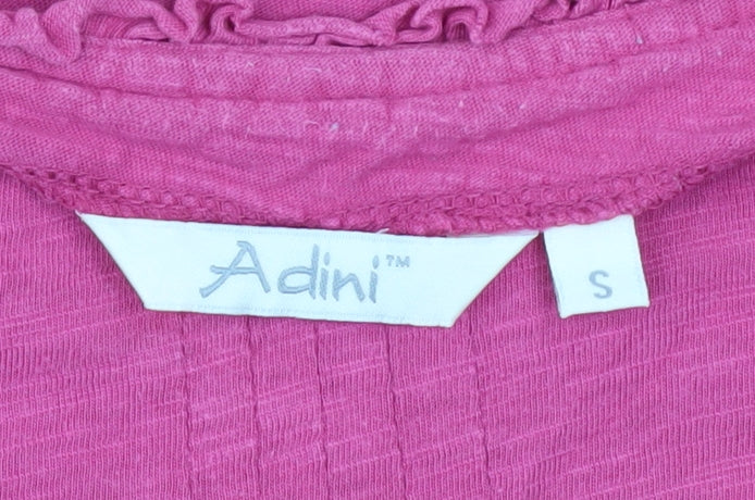 Adini Women’s Pink Cotton Button Blouse Size S 3/4 Sleeve Tunic Top