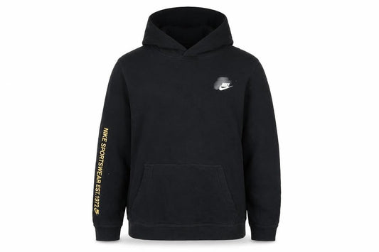 Nike Boys Black XL Pullover Hoodie with Large Logo and Fleece Lining