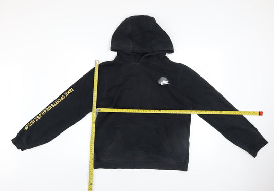 Nike Boys Black XL Pullover Hoodie with Large Logo and Fleece Lining