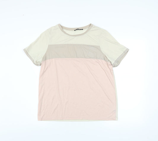 Dunnes Stores Women’s Beige Colourblock Short Sleeve T-Shirt Size 12