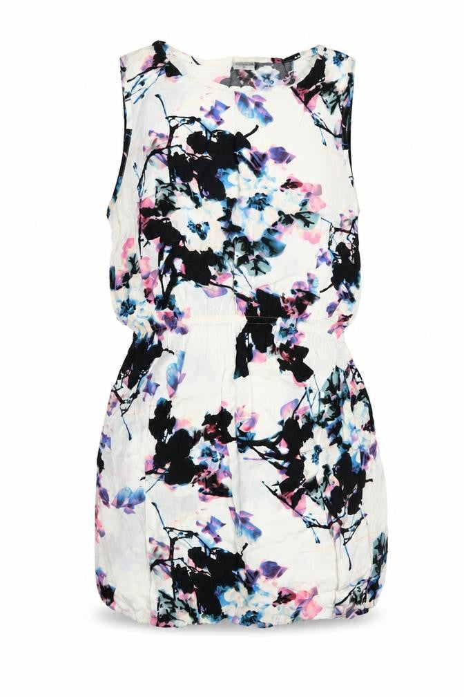 Front view of Jacqueline de Yong Women's Multicoloured Floral Sleeveless Shift Dress, size 10