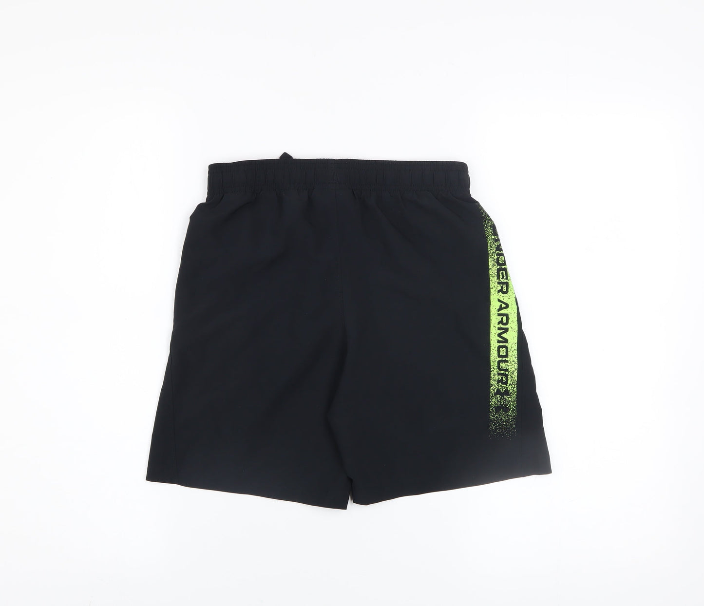 Under Armour Boys Black Green Athletic Shorts Size M Polyester