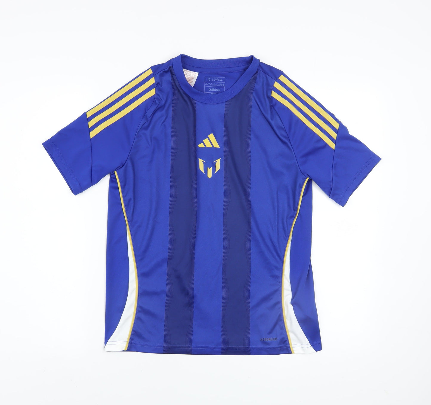 adidas Boys Blue Football Jersey T-Shirt 13-14 Years Lightweight Sports Top