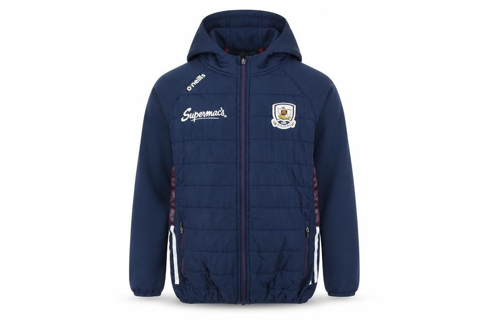 Front view of O'Neill boys’ blue 9-10 years hooded softshell sports jacket