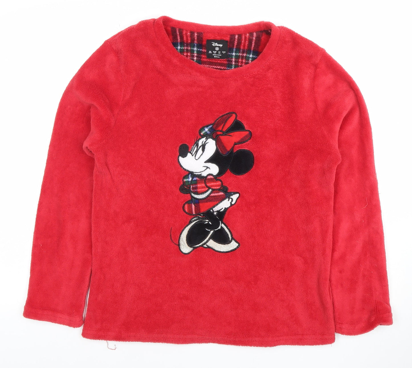 Disney Womens Red Fleece Minnie Mouse Pyjama Top XS
