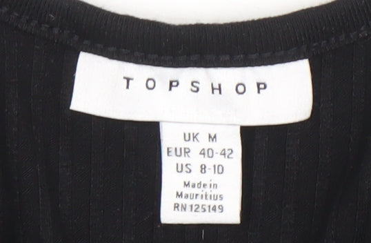Topshop Women Black Sleeveless Jumpsuit Size M Drawstring Waist