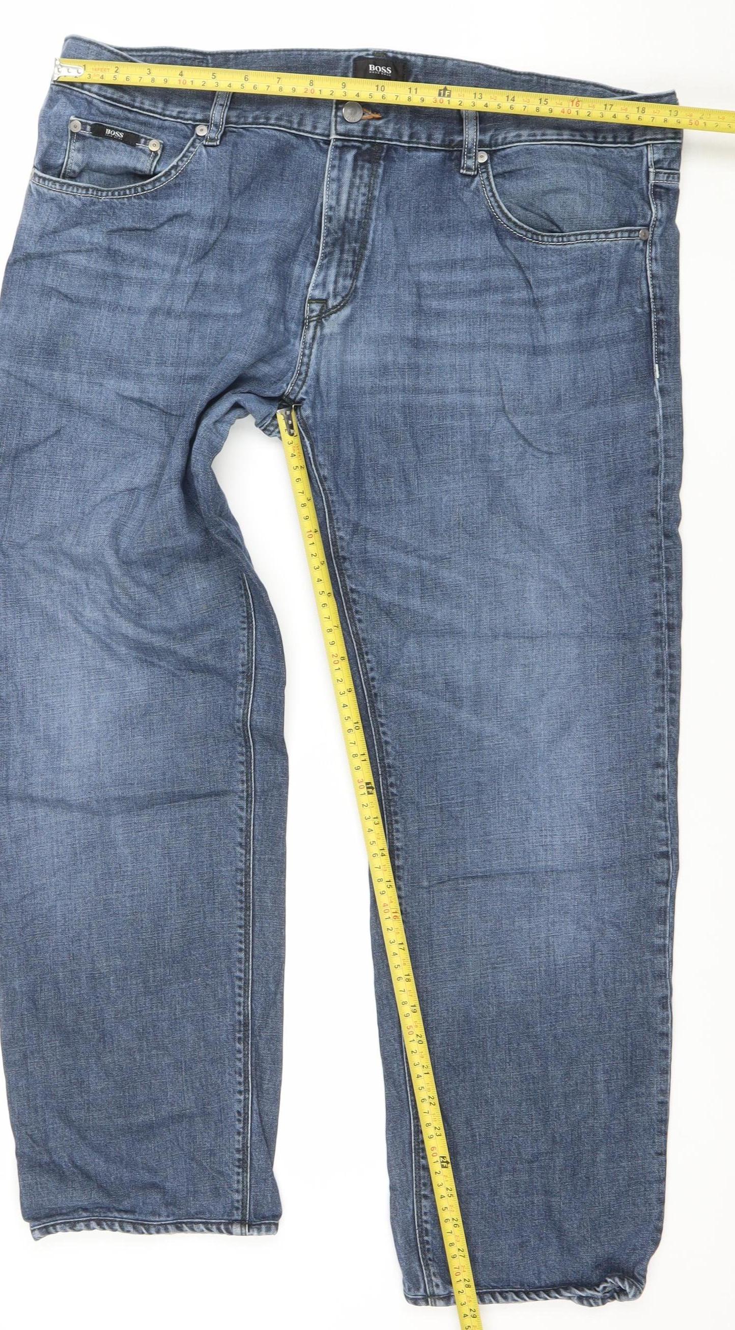 Hugo Boss Men's Blue Denim Straight Regular Fit Jeans 40/32