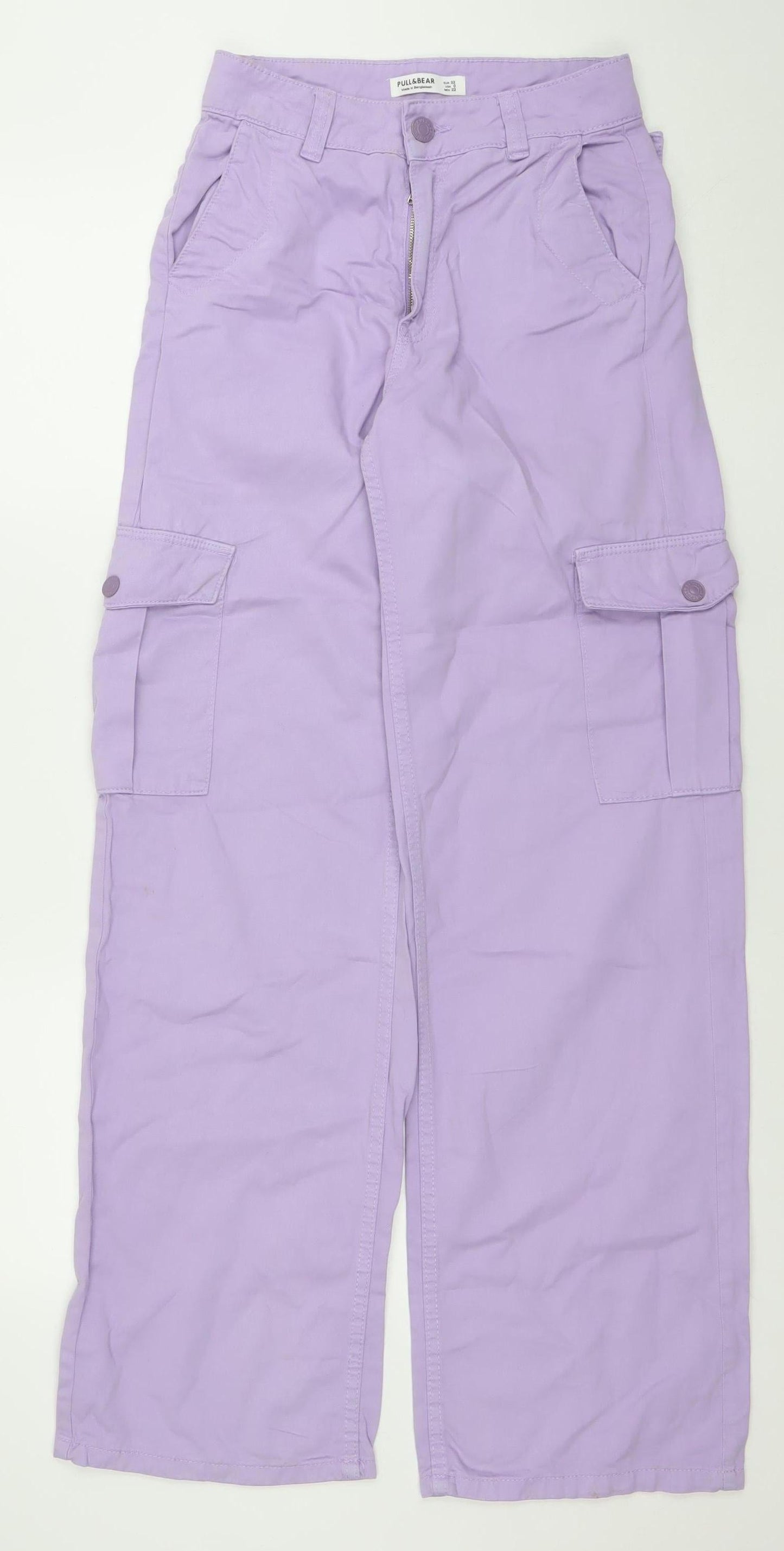 Pull&Bear Women's Purple Cargo Jeans Size 4 Regular Fit Cotton