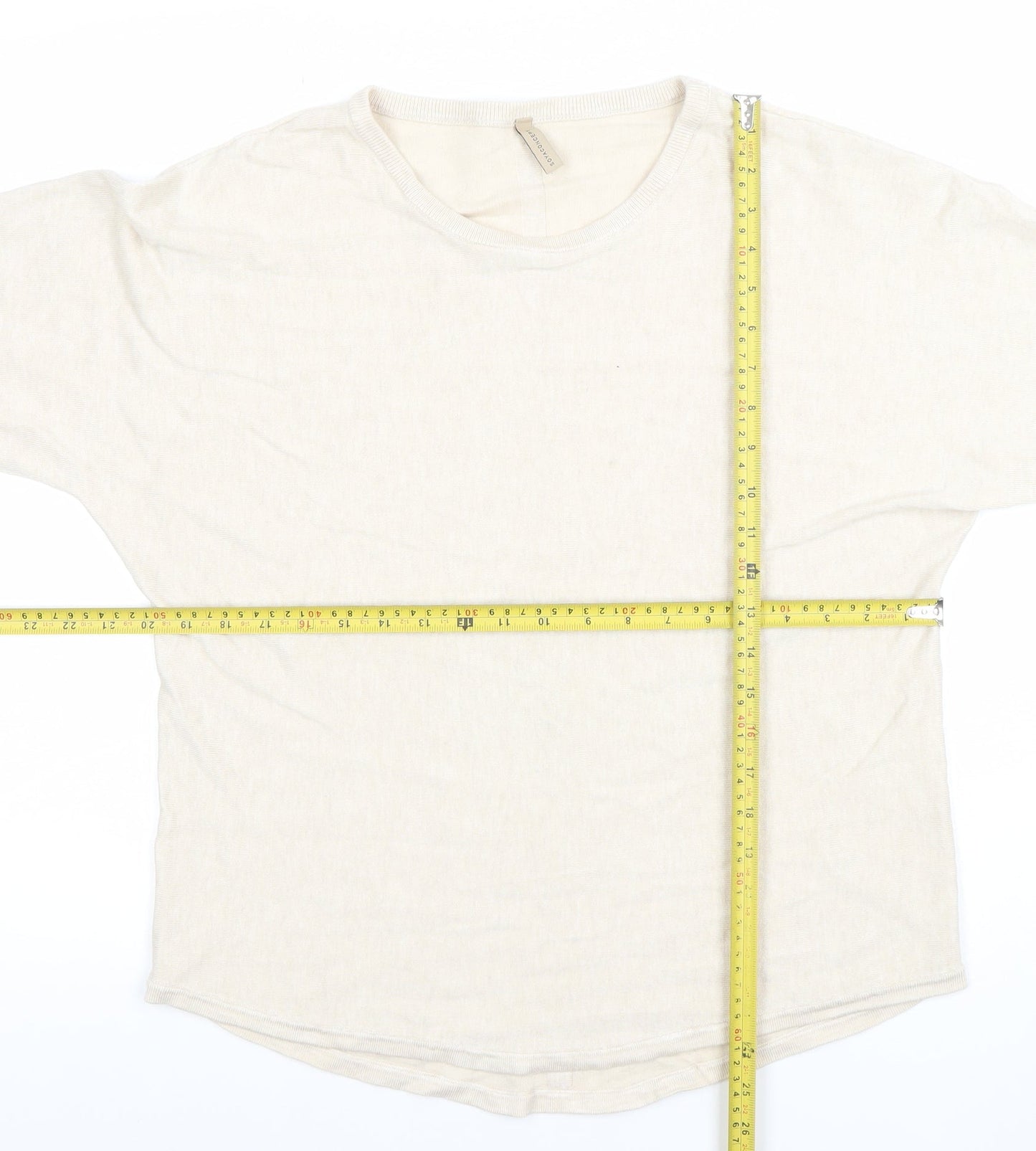 Soyaconcept Women's Beige Long Sleeve Basic Knit Top Size L