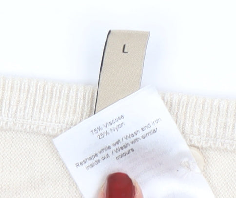 Soyaconcept Women's Beige Long Sleeve Basic Knit Top Size L