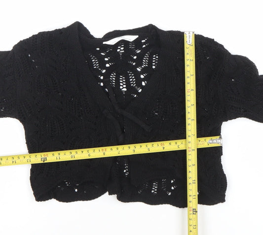 Marks and Spencer Girls Black Knit Tie Front Cardigan 3-4 Years