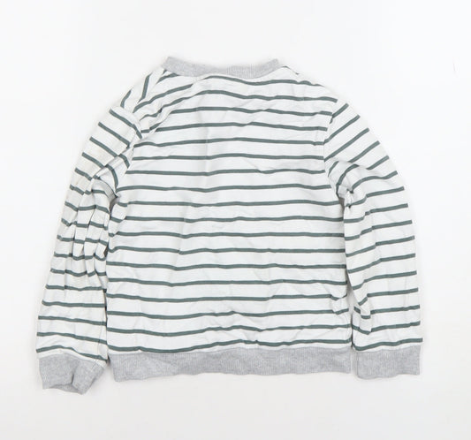 The White Company Boys White Striped Cotton Sweatshirt 4-5 Years