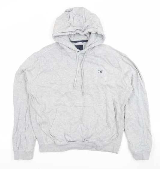 Crew Clothing Company Mens Grey Hoodie L Pullover Cotton Logo