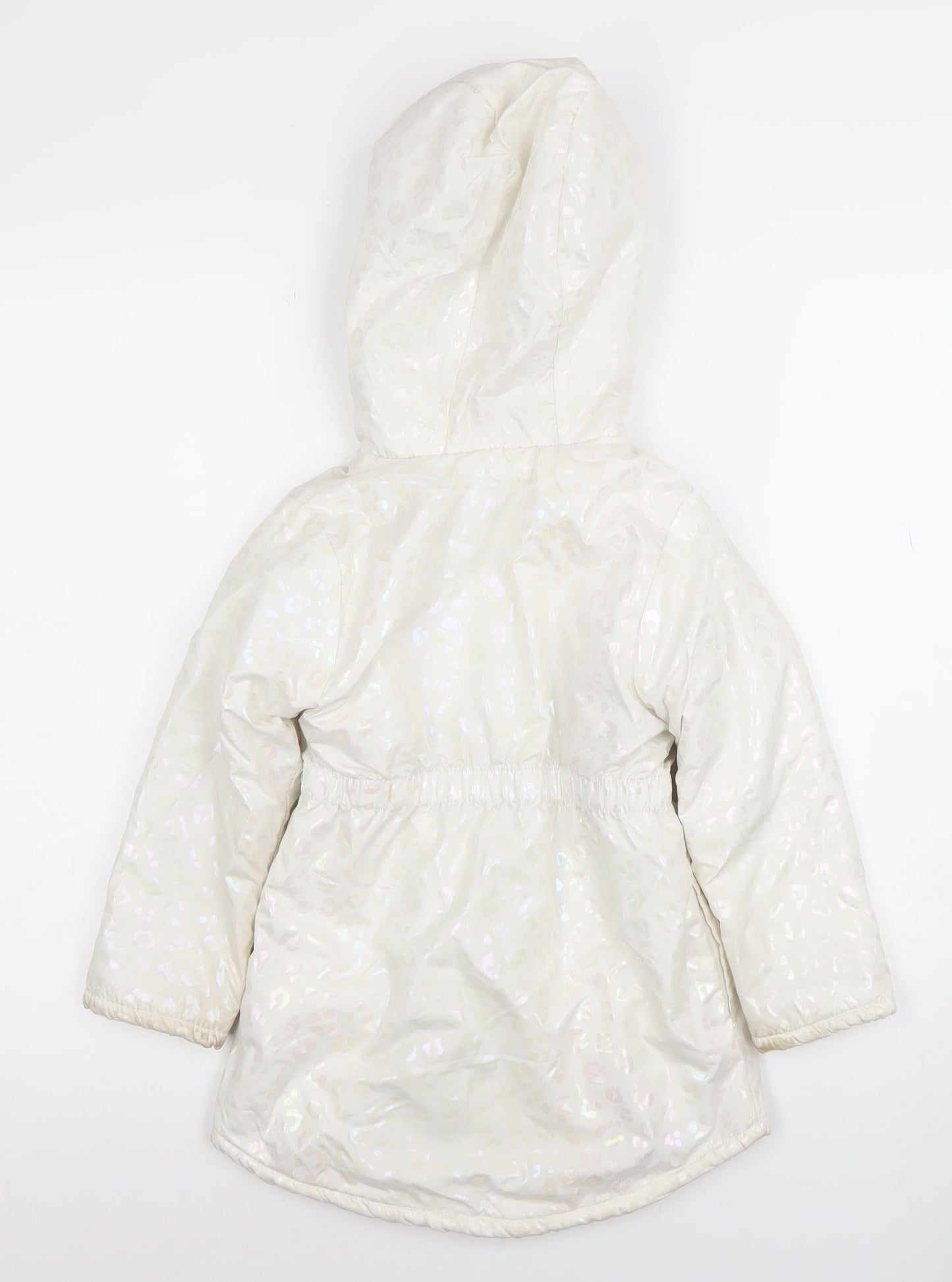 Penelope Mack Girls Ivory Hooded Puffer Coat 5 Years Winter Quilted Jacket