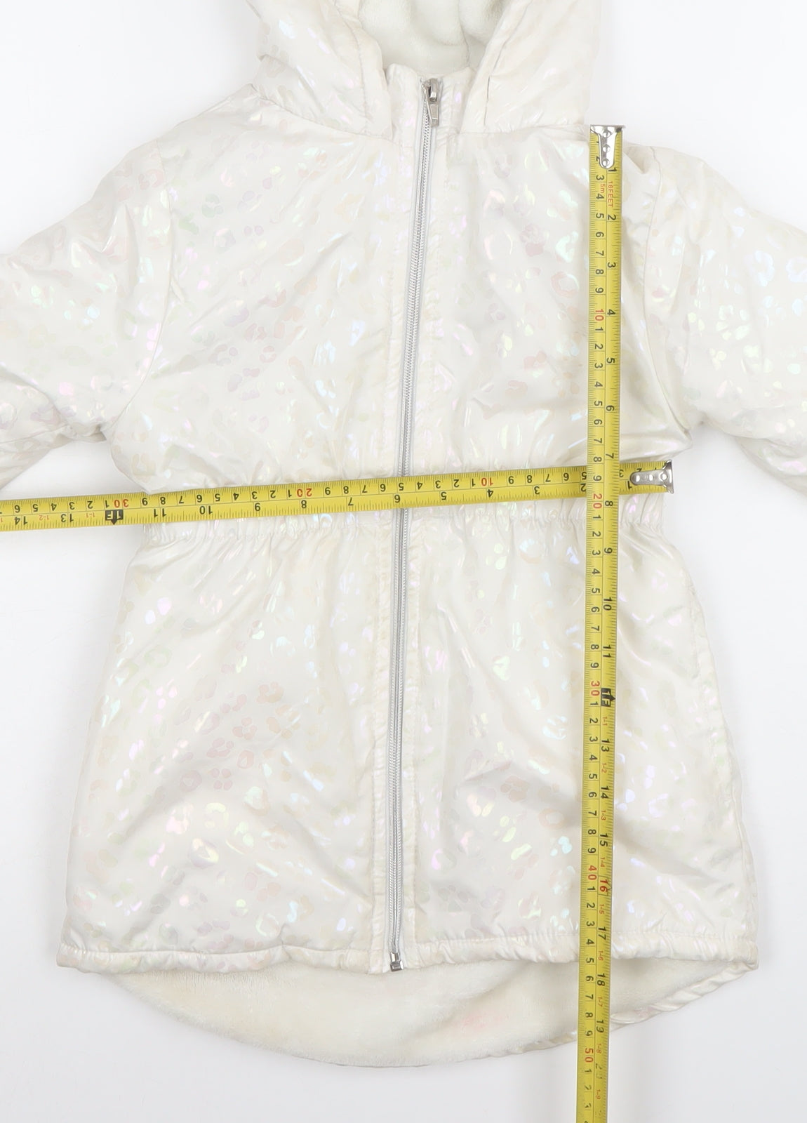 Penelope Mack Girls Ivory Hooded Puffer Coat 5 Years Winter Quilted Jacket