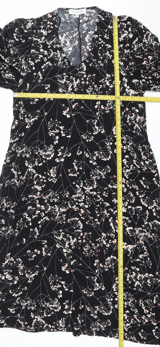 Carolyn Donnelly Women’s Black Floral Midi Shift Dress Size 14