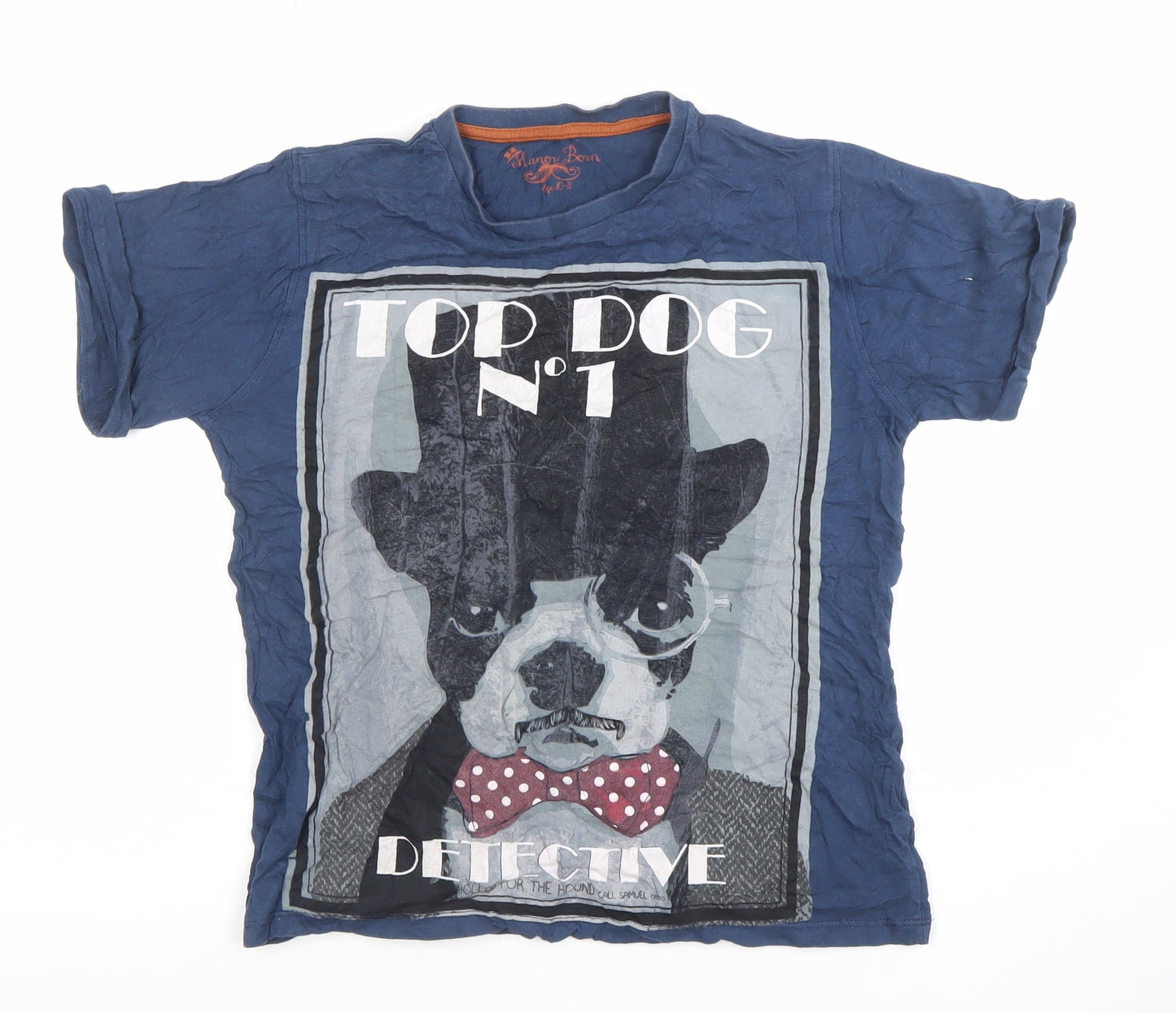 Manor Born Boys Blue Cotton Graphic Top Dog Detective T-Shirt 10-11 Years