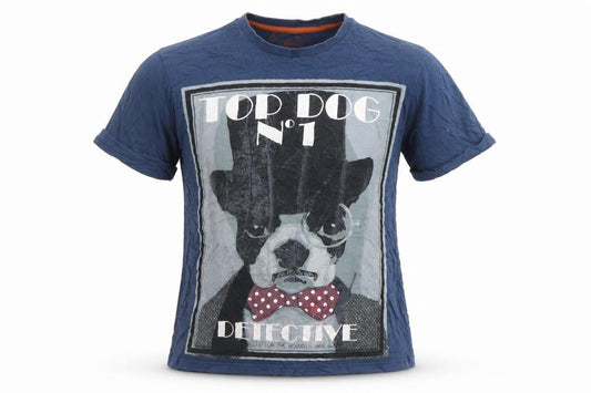 Manor Born Boys Blue Cotton Graphic Top Dog Detective T-Shirt 10-11 Years