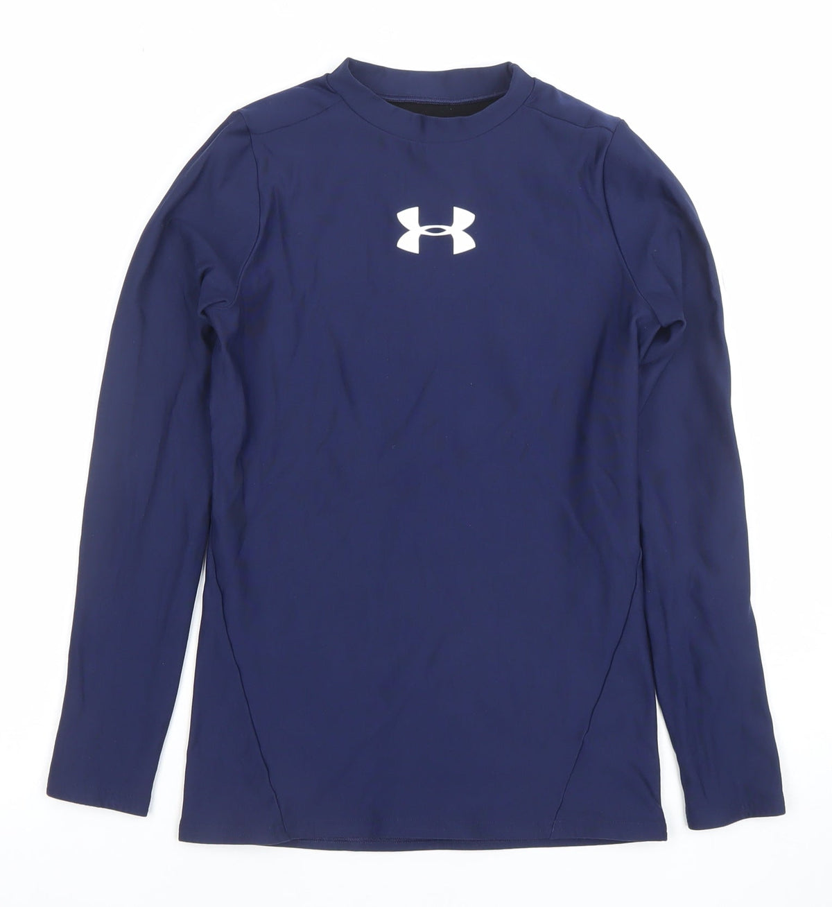 Additional front view of Under Armour boys’ blue long sleeve coldgear athletic pullover top, size L