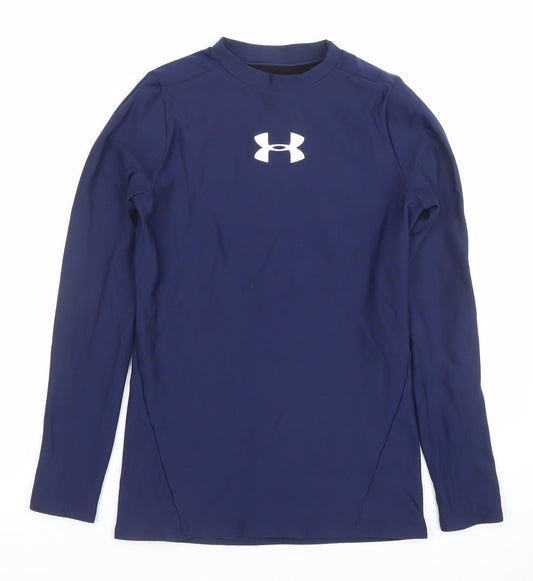 Under Armour Boys Blue Long Sleeve ColdGear Athletic Pullover Top Size L