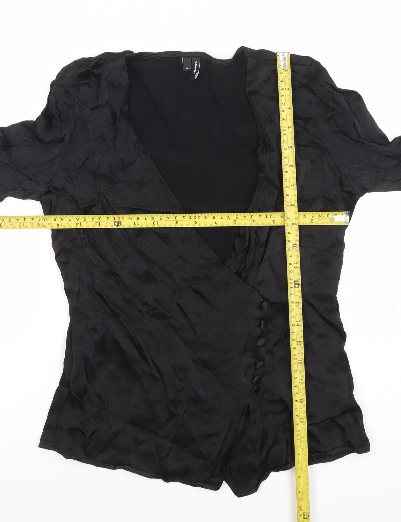 Vero Moda Women's Black Wrap Blouse XS Long Sleeve Viscose
