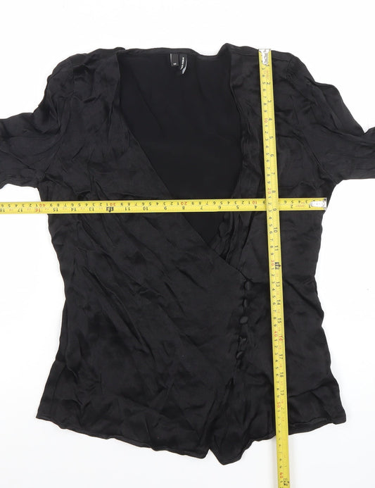 Vero Moda Women's Black Wrap Blouse XS Long Sleeve Viscose