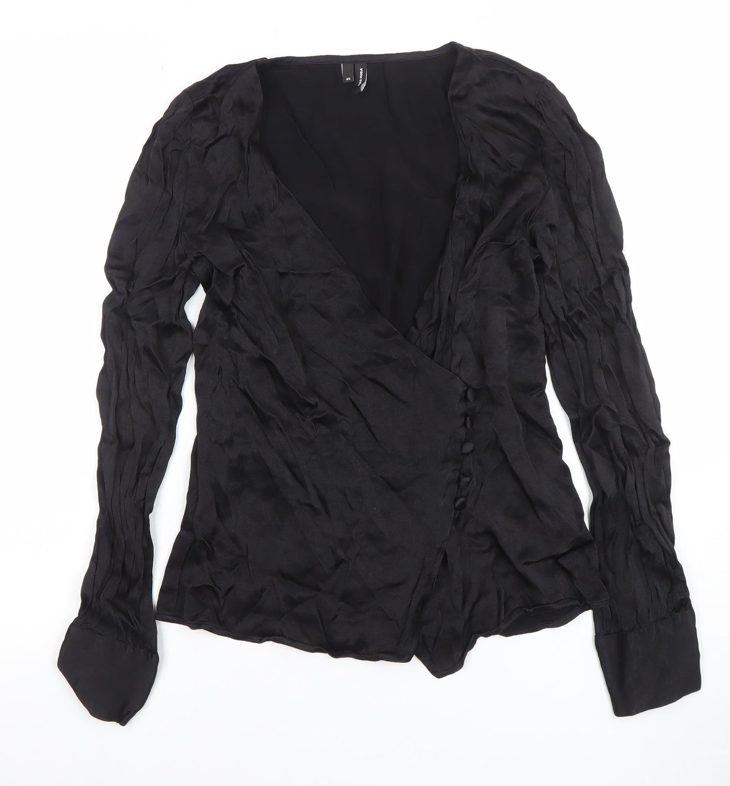 Vero Moda Women's Black Wrap Blouse XS Long Sleeve Viscose
