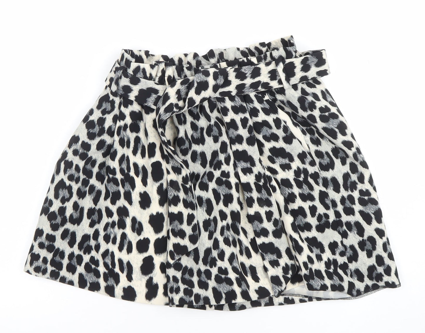 Zara Women's Black Animal Print Paperbag Shorts Size S