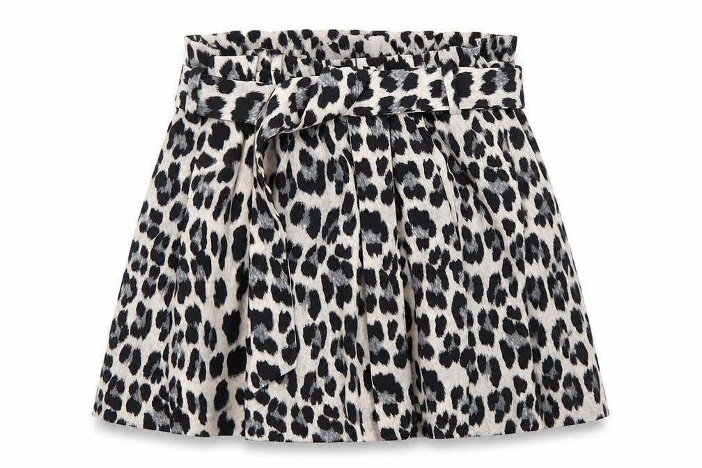 Zara Women's Black Animal Print Paperbag Shorts Size S