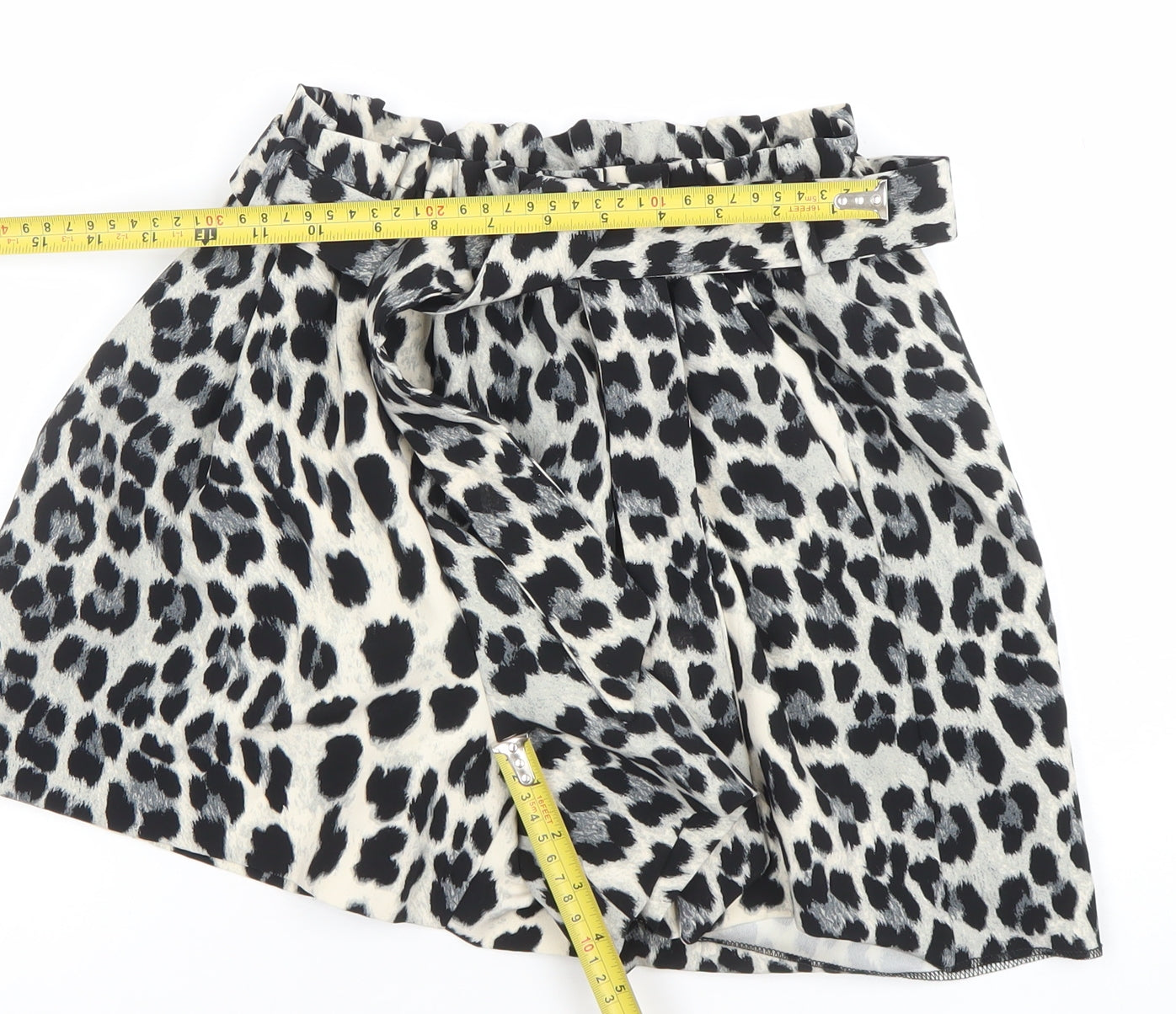 Zara Women's Black Animal Print Paperbag Shorts Size S