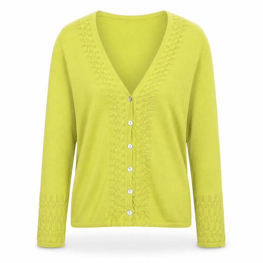 Mistral Women's Green Cotton Knit V-Neck Cardigan Size 12