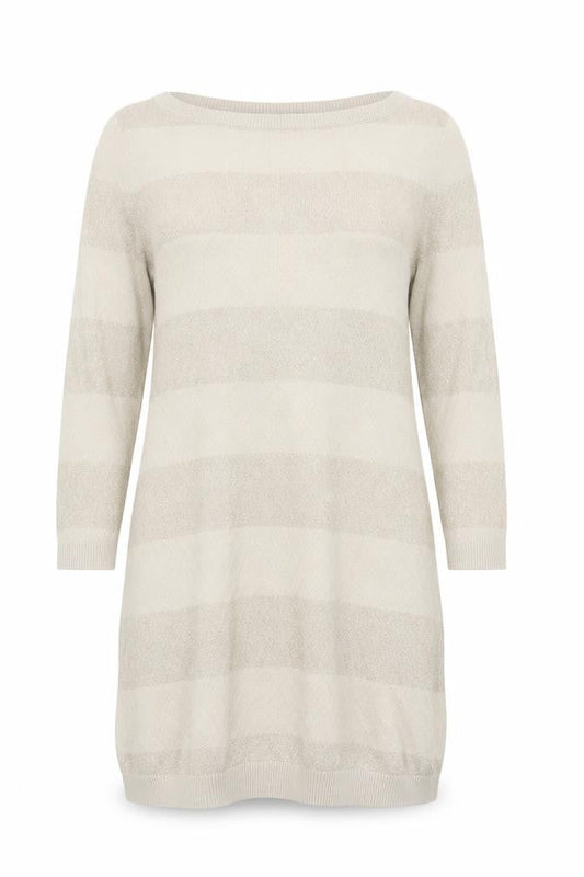 Rocha.John Rocha Women’s Beige Metallic Striped Knit Tunic Jumper Size 14