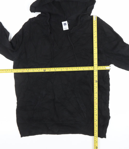 GAP Women Black Large Pullover Hoodie 100% Cotton Casual Sweatshirt