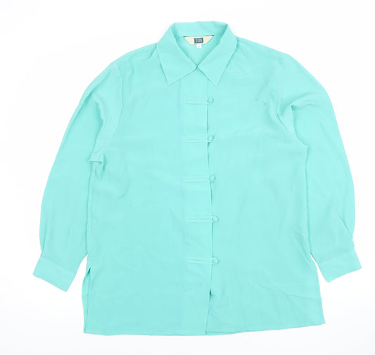 Soon Women's Green Size 12 Collared Long Sleeve Polyester Blouse
