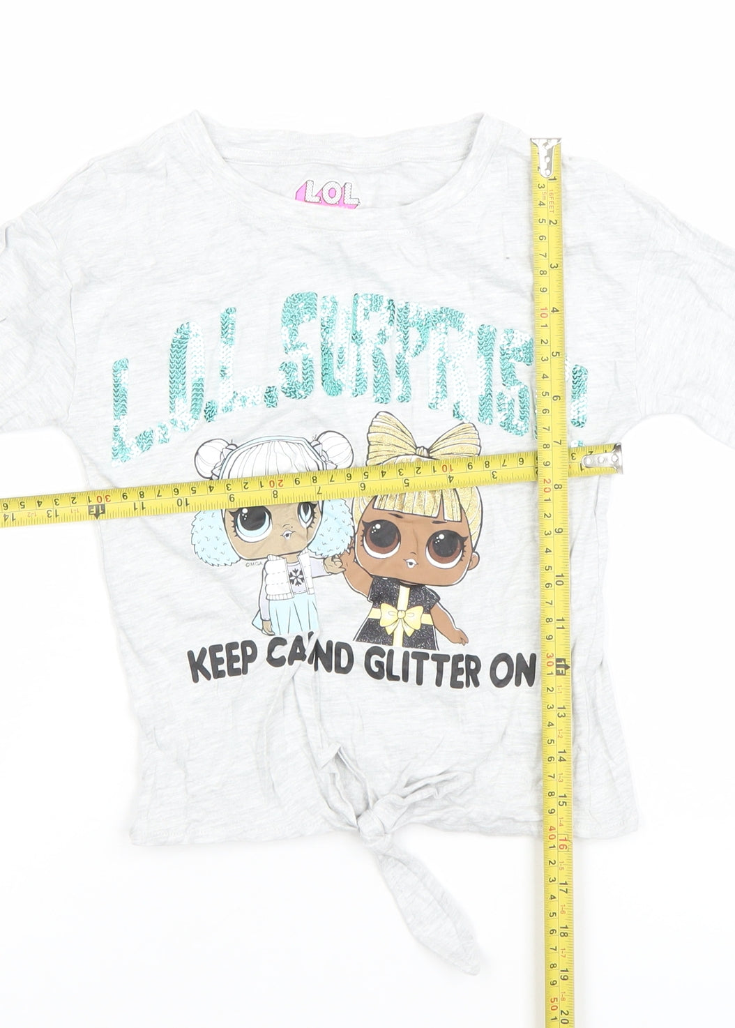 Nutmeg Girls Grey LOL Surprise Long Sleeve Glitter Tie Front T-Shirt 7-8 Years