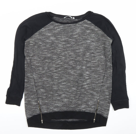 Look Womens Black Size 16 Crew Neck Long Sleeve Zip Jumper