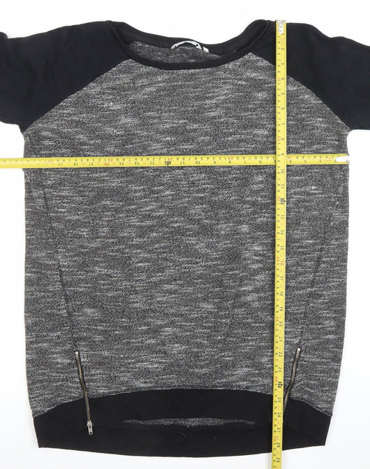 Look Womens Black Size 16 Crew Neck Long Sleeve Zip Jumper
