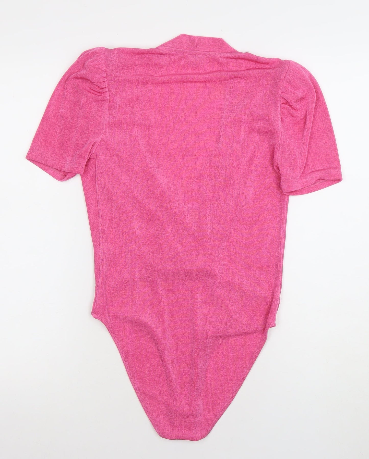 River Island Womens Pink Bodysuit Size 10 Short Sleeve Wrap Style