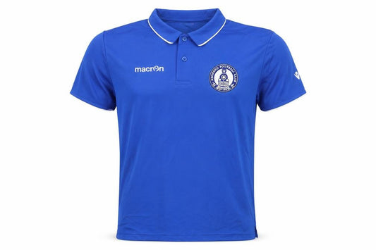 Macron Men's Blue S Football Polo Shirt Ashford FC Embroidered Badge