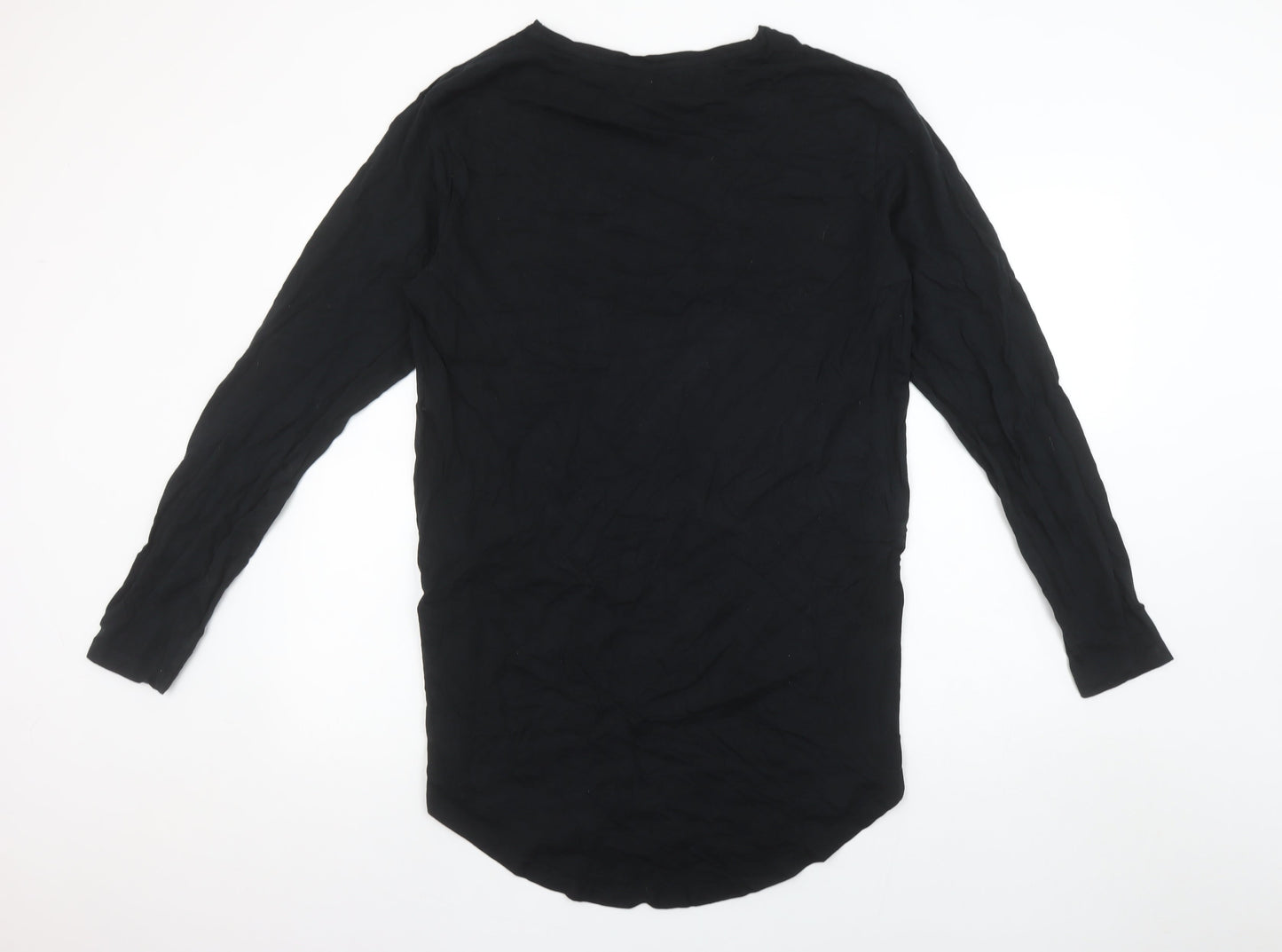 Your Turn Women's Black Long Sleeve Zip Detail Cotton T-Shirt M