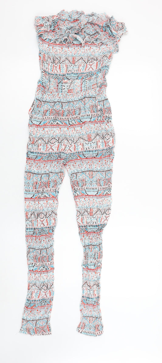 Hollister Women's Multicoloured Off Shoulder Ruffle Summer Jumpsuit Size S