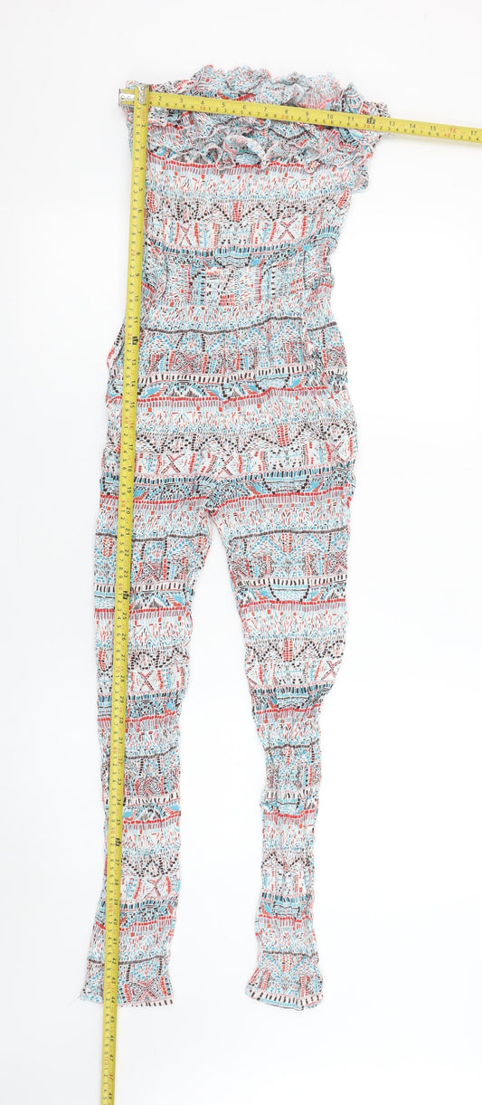 Hollister Women's Multicoloured Off Shoulder Ruffle Summer Jumpsuit Size S