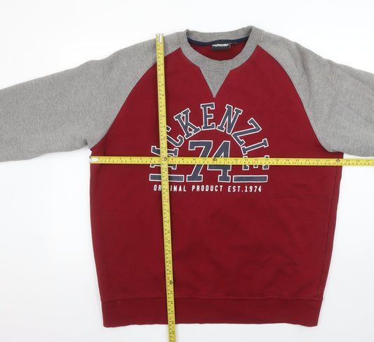 McKenzie Men’s Red Grey Logo Sweatshirt 2XL Pullover Crew Neck