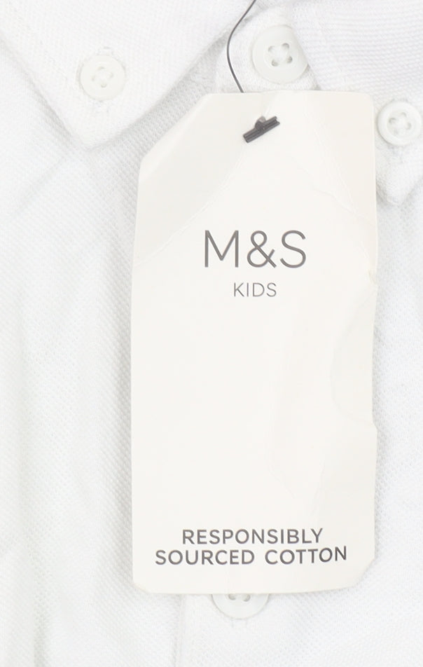 Marks and Spencer Boys Multicoloured Long Sleeve Cotton Polo Shirt 11-12 Years