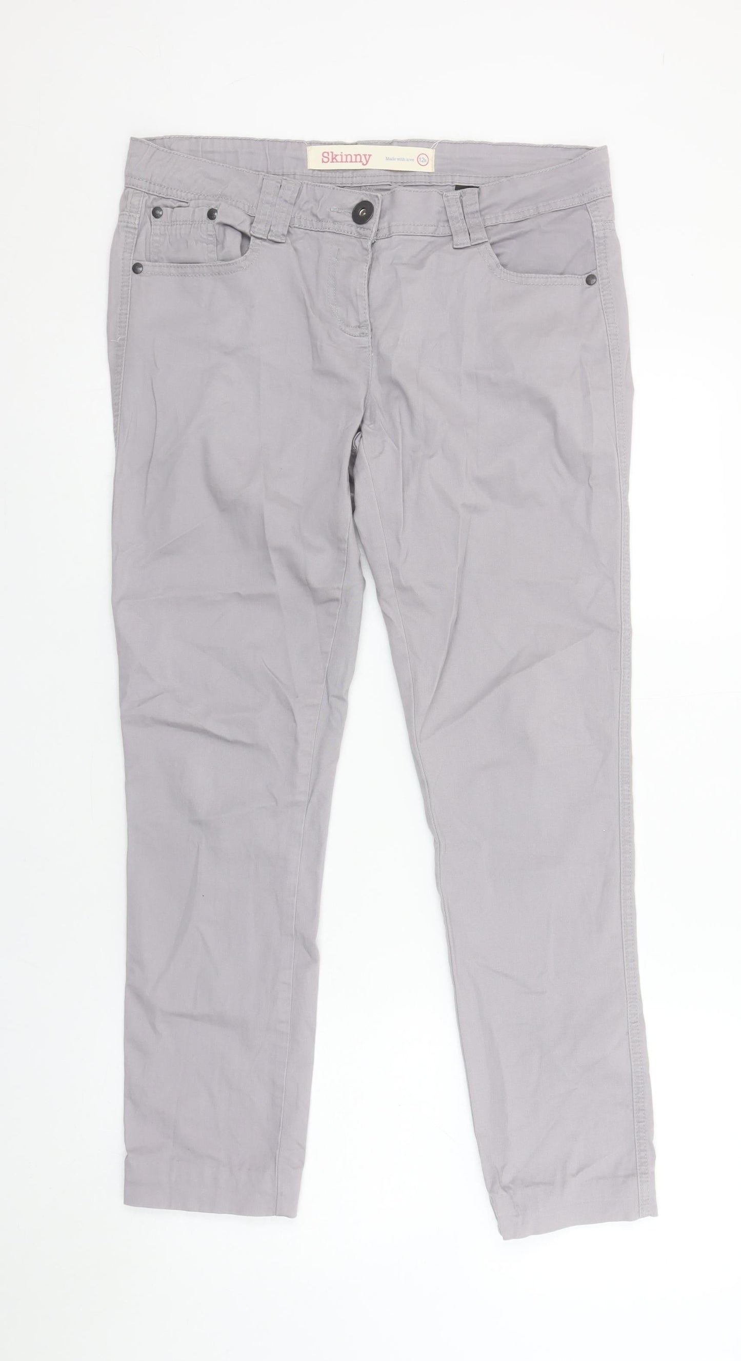 Next Womens Grey Skinny Twill Stretch Trousers Size 12