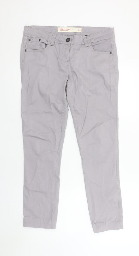Next Womens Grey Skinny Twill Stretch Trousers Size 12