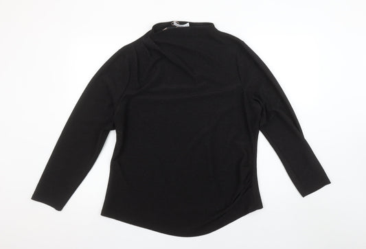 Gallery Women’s Black Long Sleeve High Neck Stretch Blouse Size L