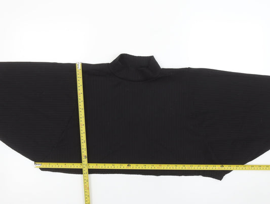 Boohoo Women’s Black Cropped Roll Neck Ribbed Long Sleeve Top Size 8
